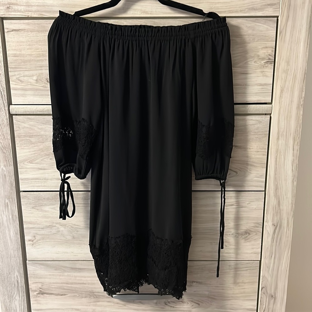 LOFT XXS Petite Off the Shoulder Black Dress